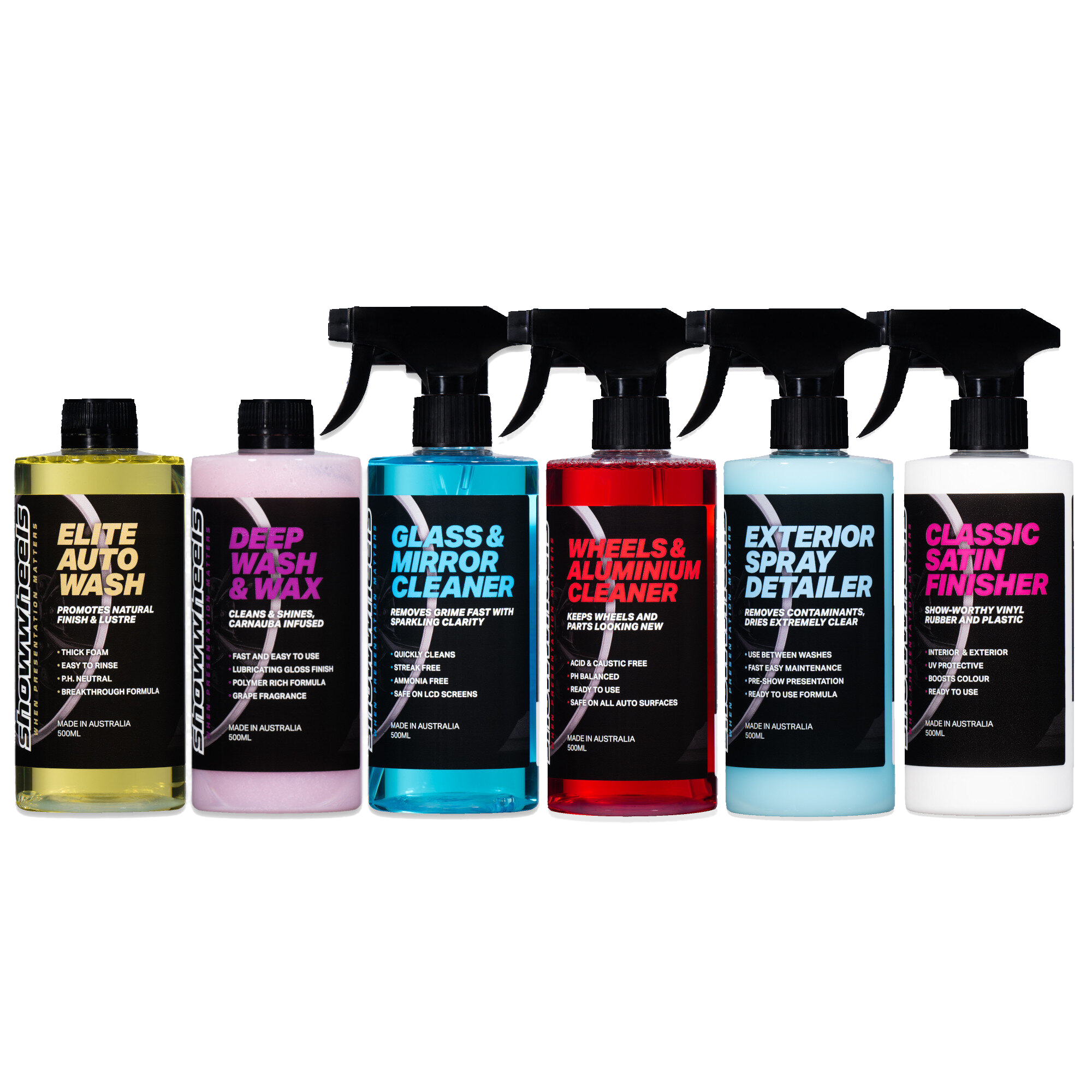 WASH, WAX, GLASS, WHEELS, DETAILER, FINISHER
