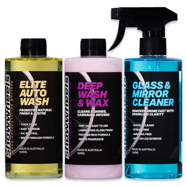 Auto Wash + Wash Wax + Glass Cleaner